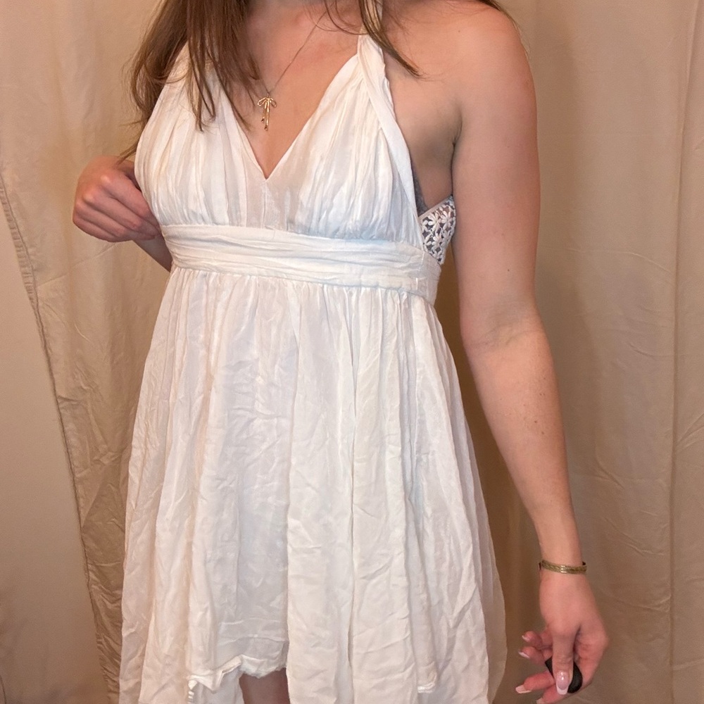 White beachy halter dress